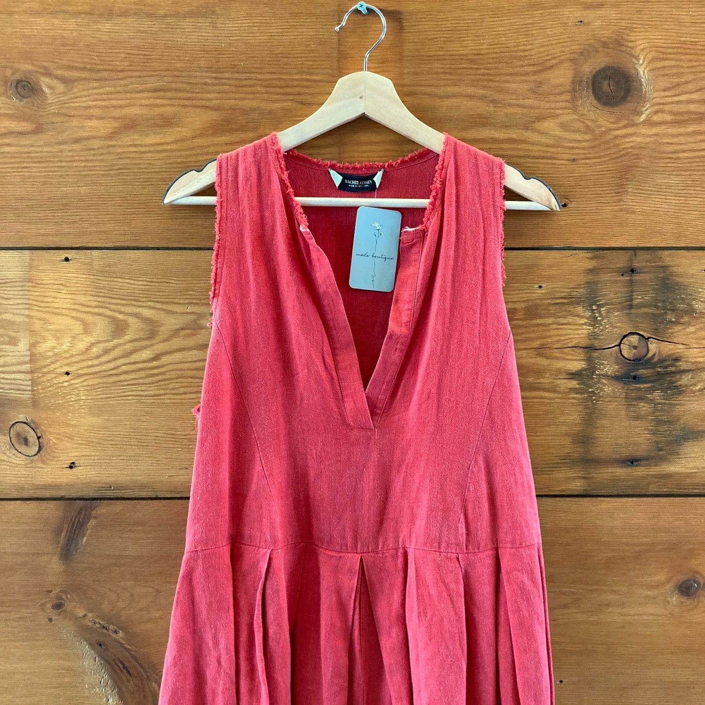 Rachel Comey Red Sleeveless Linen V-Neck Long Dress - Size 4 - 0502NR