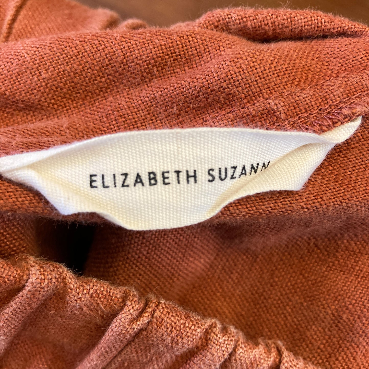 Elizabeth Suzann Rust Orange Elastic Waist Pull-On Linen Pants - 0823EP