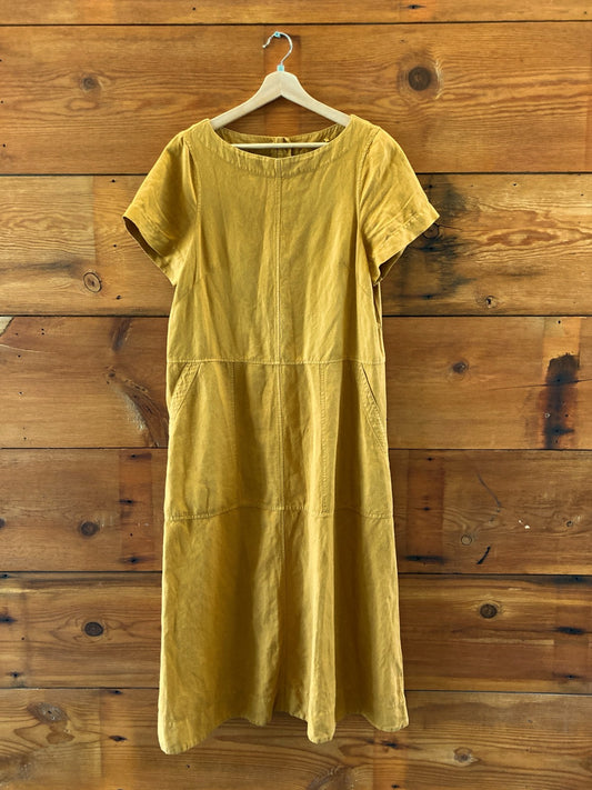 TOAST Brown Linen Cotton Blend Short Sleeve Dress - Size 12 - 1020HB