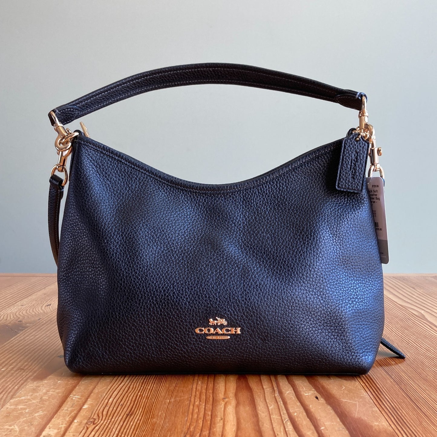Coach Black Soft Pebbled Leather Laurel Shoulder Bag CR148 Purse - 0311AY