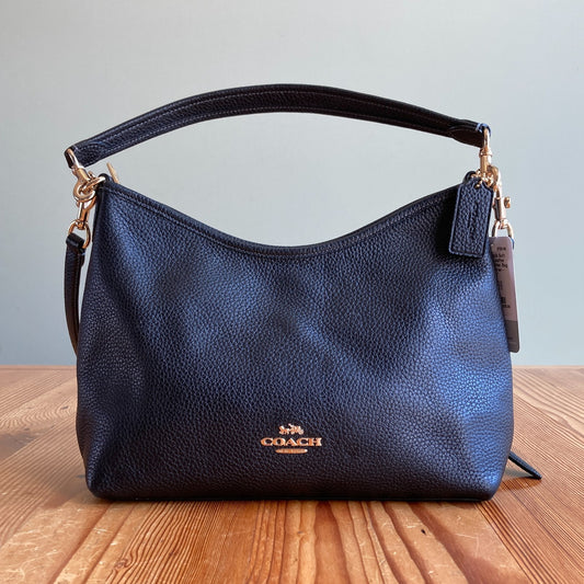 Coach Black Soft Pebbled Leather Laurel Shoulder Bag CR148 Purse - 0311AY