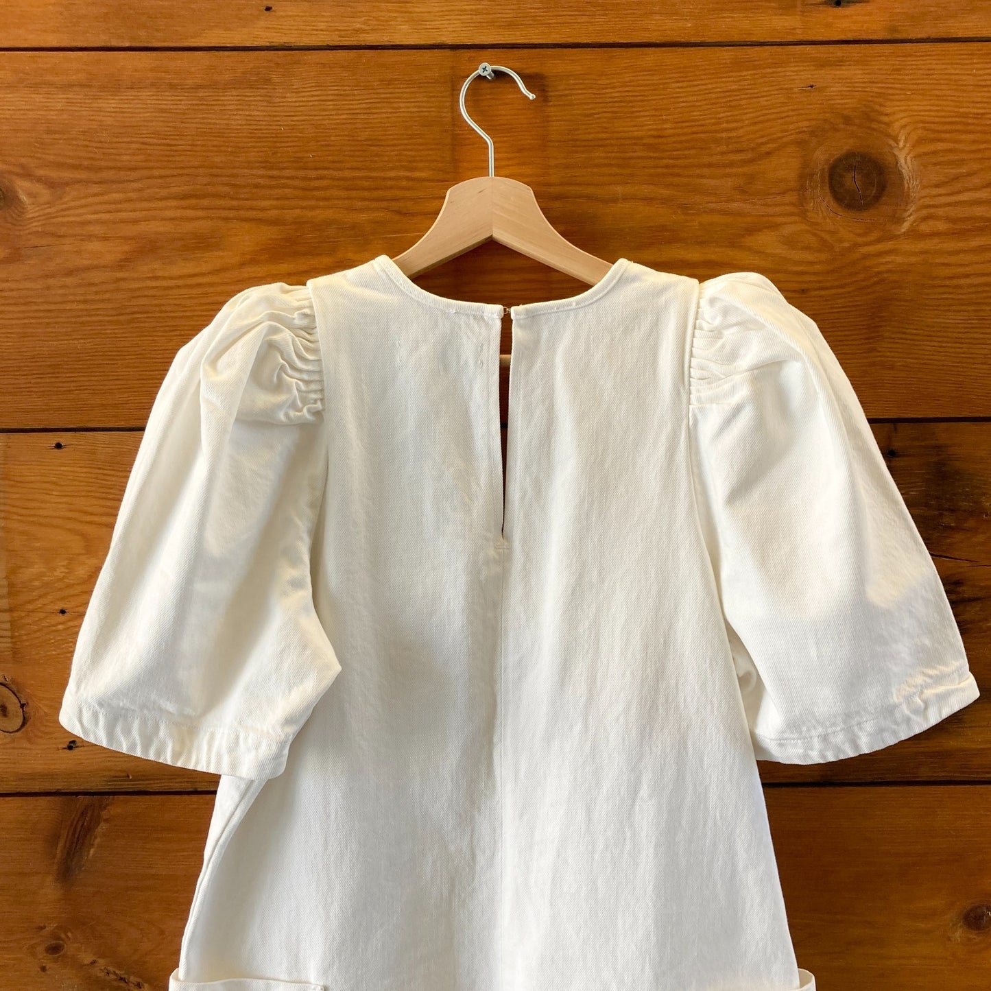 Citizens of Humanity White Denim Puff Sleeve Delilah Dress - Size M - 1203TR