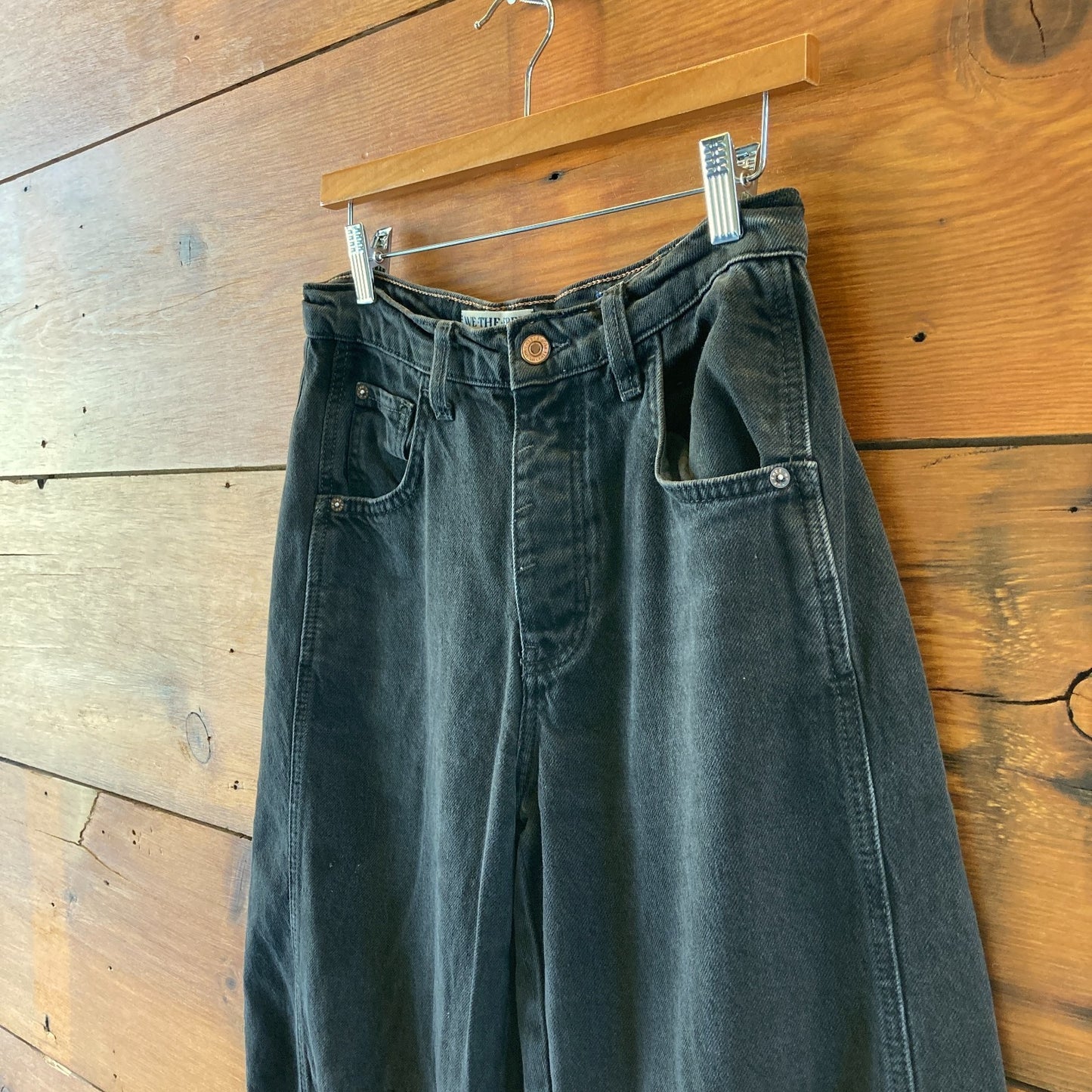 We the Free by Free People Black Wash Mid Rise Barrel Jeans - Size 25 - 1103BW