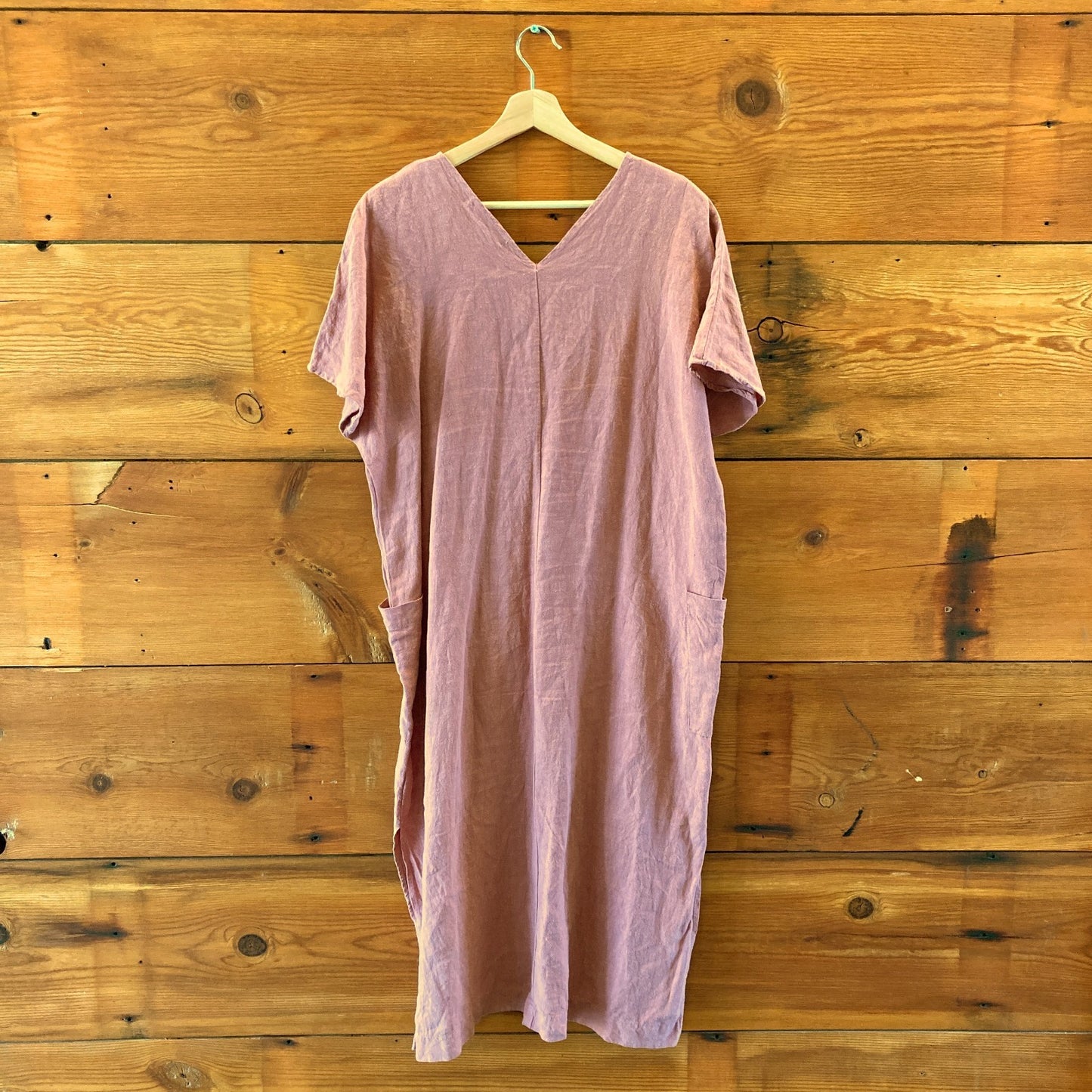 Two Days Off Co-Op Pink Haruko Boxy Linen Ethically Made Dress - Size L - 0608KF