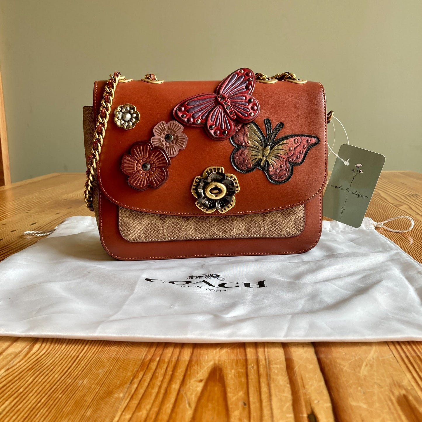 Coach NEW Signature Coated Canvas Butterfly Floral Madison Shoulder Bag - 0731LR