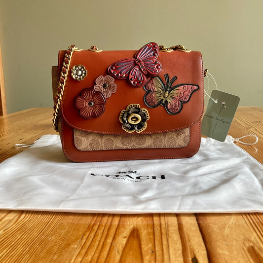 Coach NEW Signature Coated Canvas Butterfly Floral Madison Shoulder Bag - 0731LR