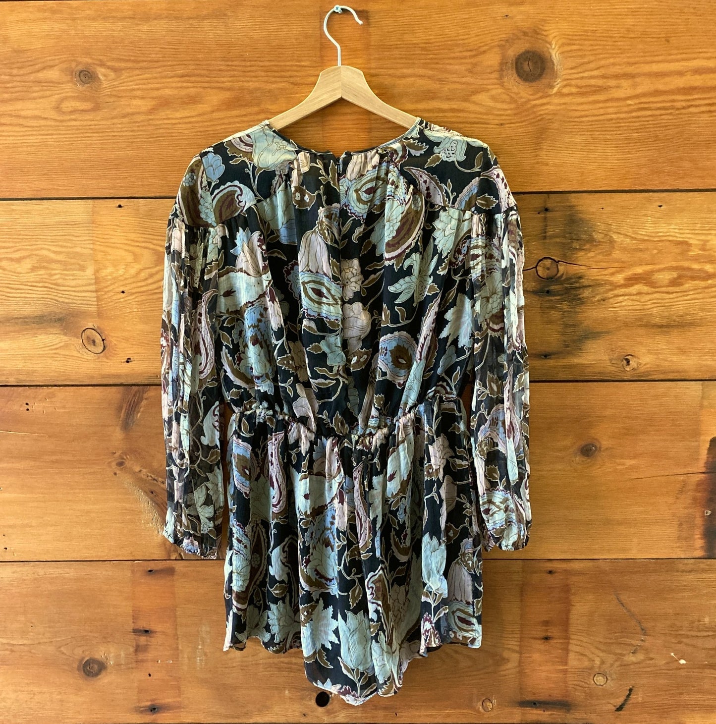 Zimmermann Black Floral Henna T-Bar Silk Playsuit Romper - Size 2 - 0809LD
