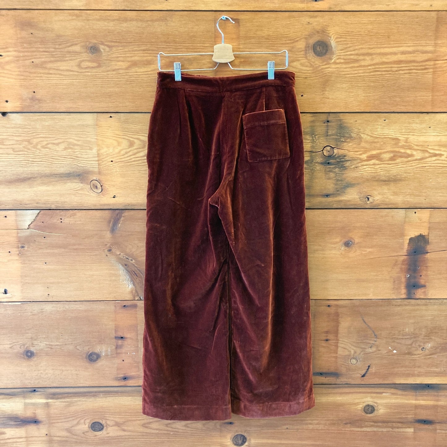 40 / 8 US - Sezane $180 Sienna Brown Velvet Wide Leg Trouser Pants NEW 1022SW
