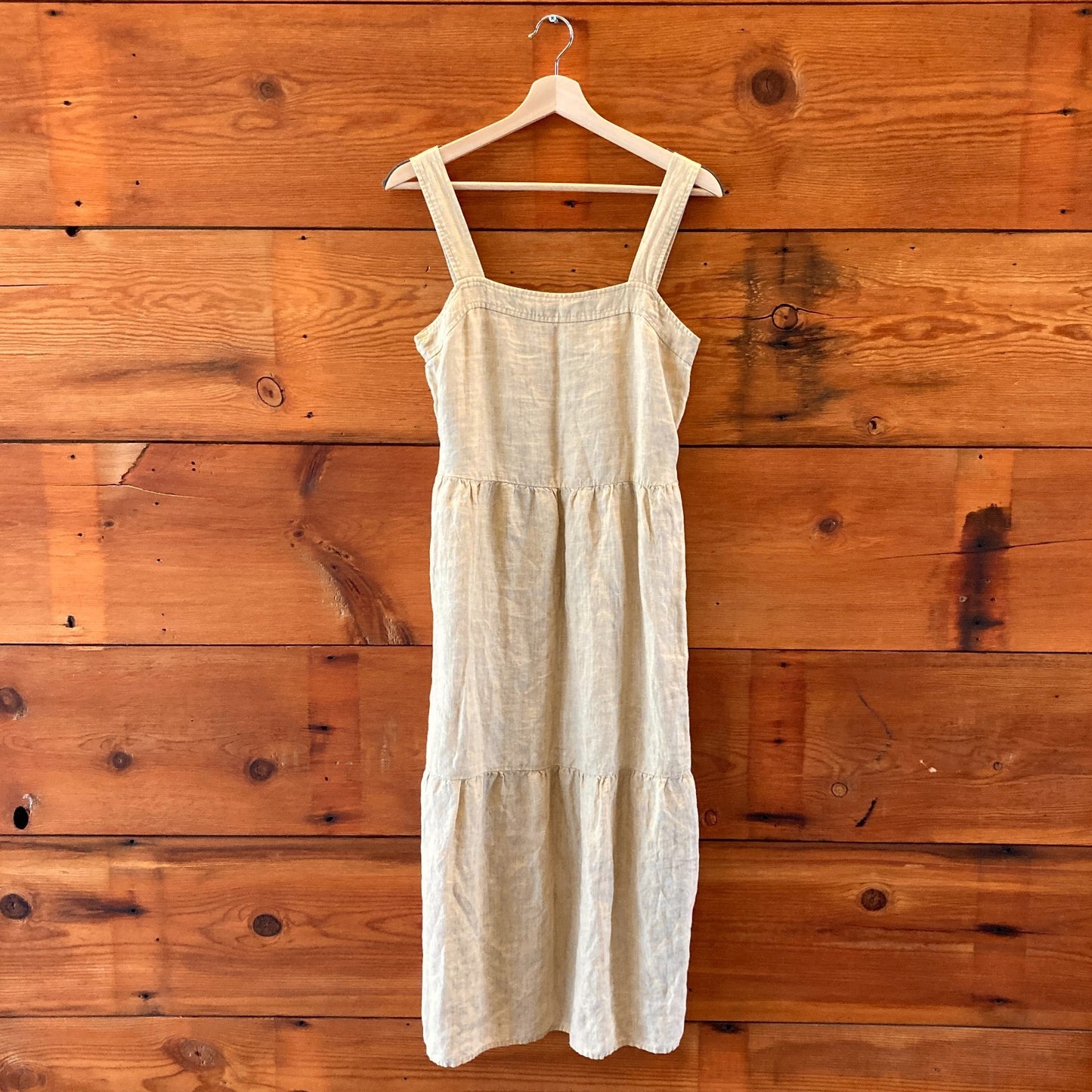Eileen Fisher Pale Yellow Washed Organic Linen Delave Dress - Size S - 1114LH