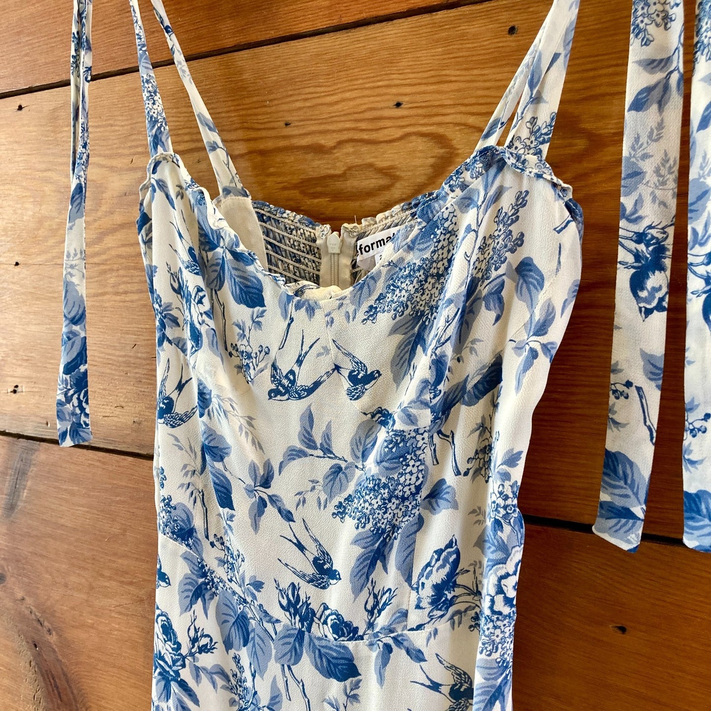 Reformation Blue & White Pompadour Nikita Midi Dress - Size 2 - 1126GT