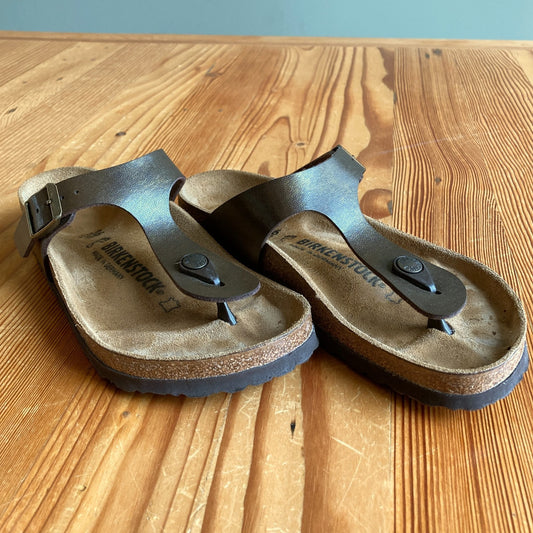Birkenstock Brown Leather Gizeh Slip On Sandal Shoes - Sz 36 / 6 -w/box - 0121PK