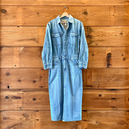 Madewell $168 Altoona Wash Denim Midi Length Shirt Dress - Size 8 - NEW - 0105MR