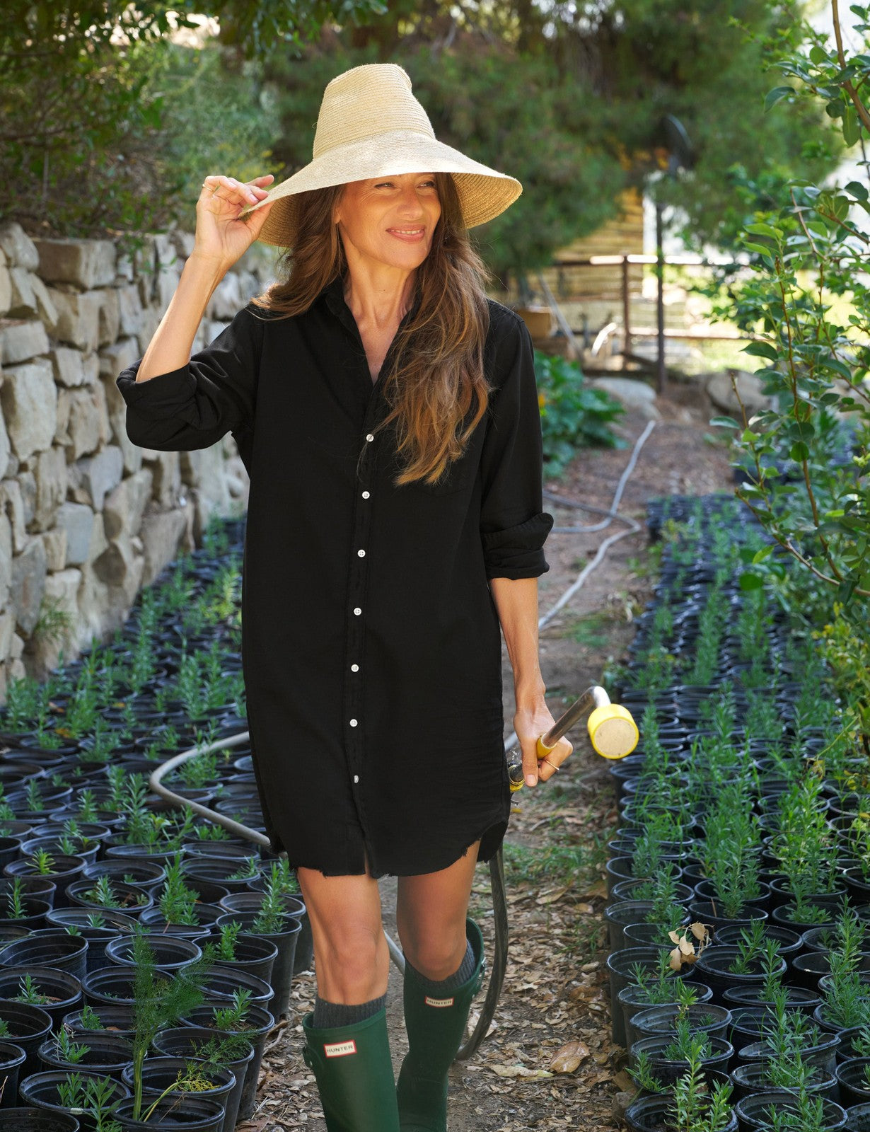Frank & Eileen $328 Black Button Front Cotton Mary Dress - Size M - 0603AG