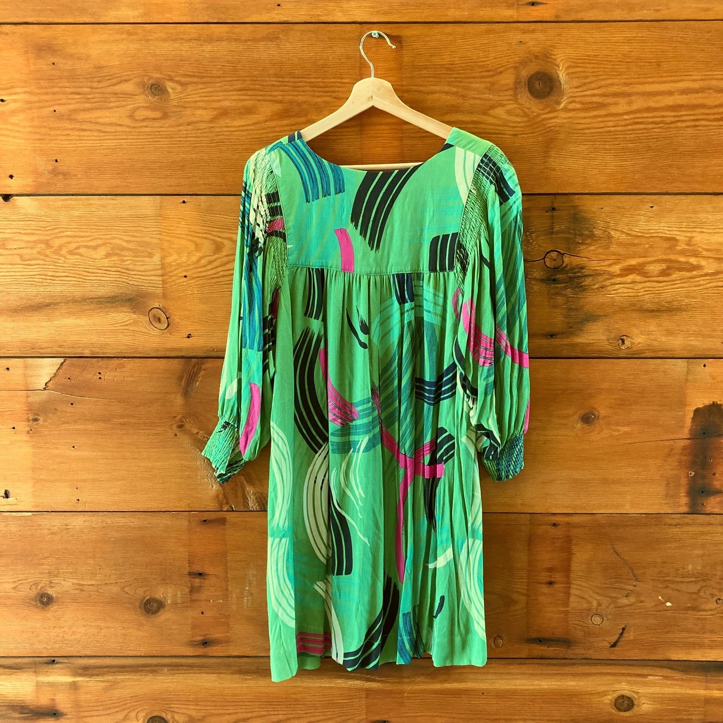 The Odells $290 Mystic Green Pattern Raglan Sleeve Dress - Size M - NEW - 0416JW