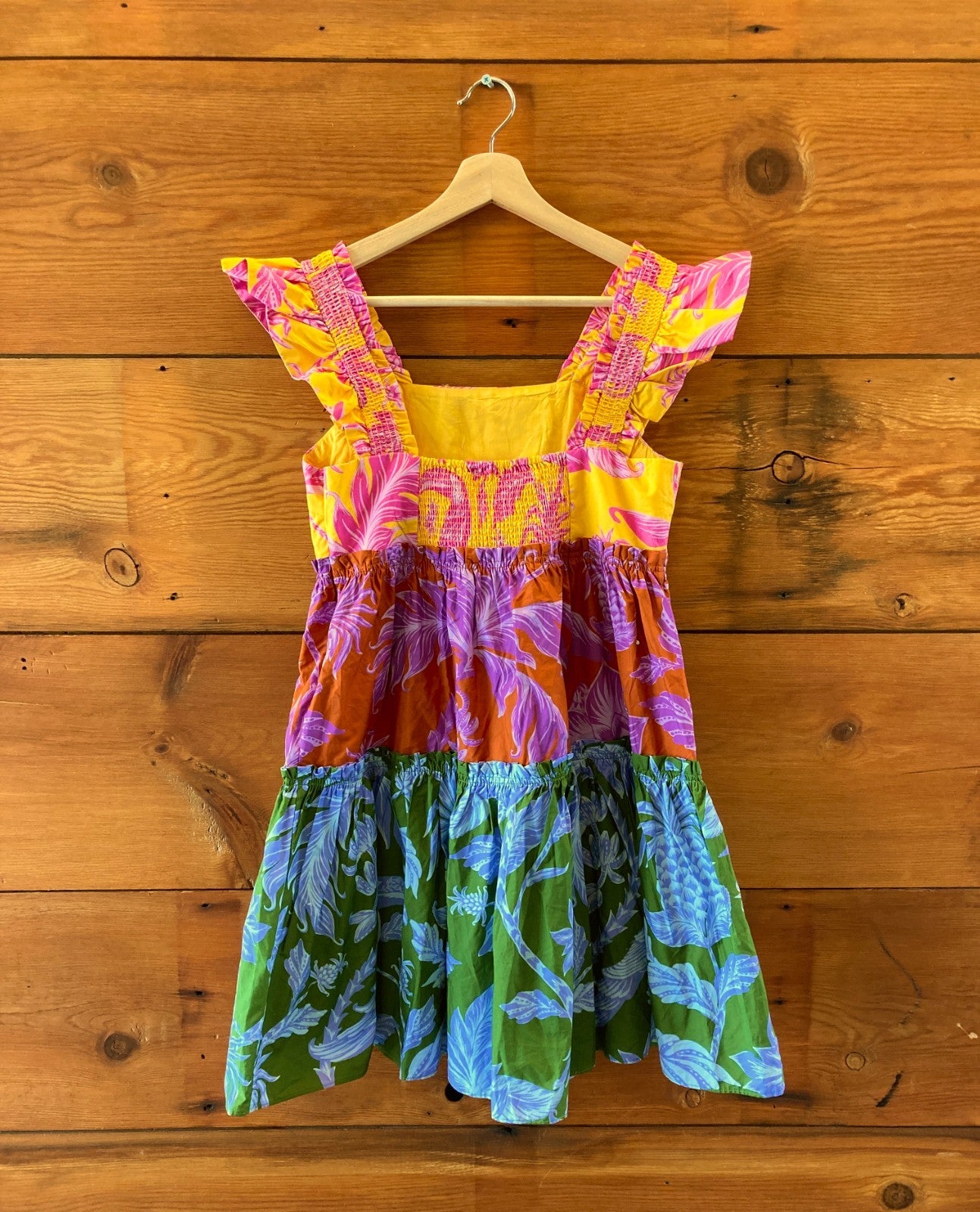 Farm Rio Tropical Mix Mini Swing Ruffle Sleeve Dress - Size M - NEW - 0401AJ