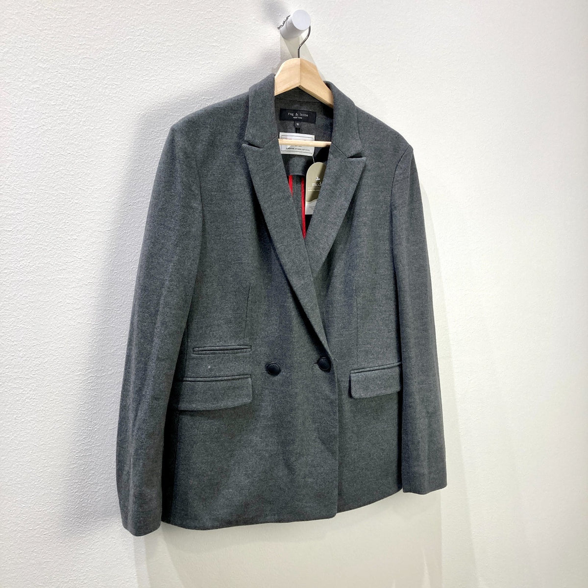 Rag & Bone Gray Japanese Knit Wool Button Front Blazer Jacket - Size 12 - 0721DK