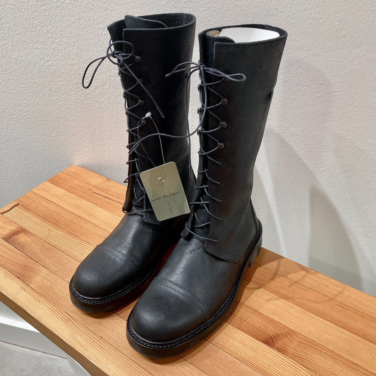 Costume National Black Lace Up High Combat Boots - Sz 37.5 - NEW w/ Box - 1122CT