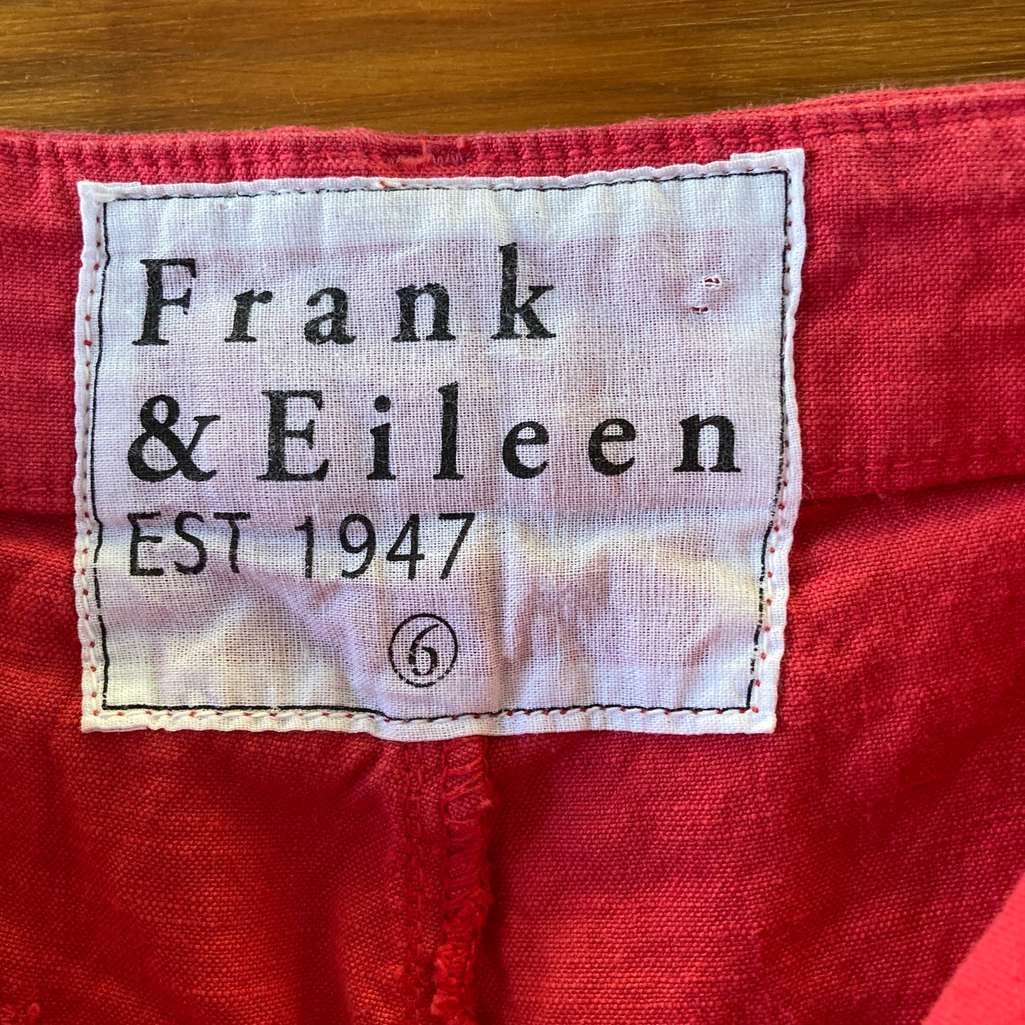 Frank & Eileen Red Kinsale Cotton Flax Frayed Hem Pants - Size 6 - 0721DK