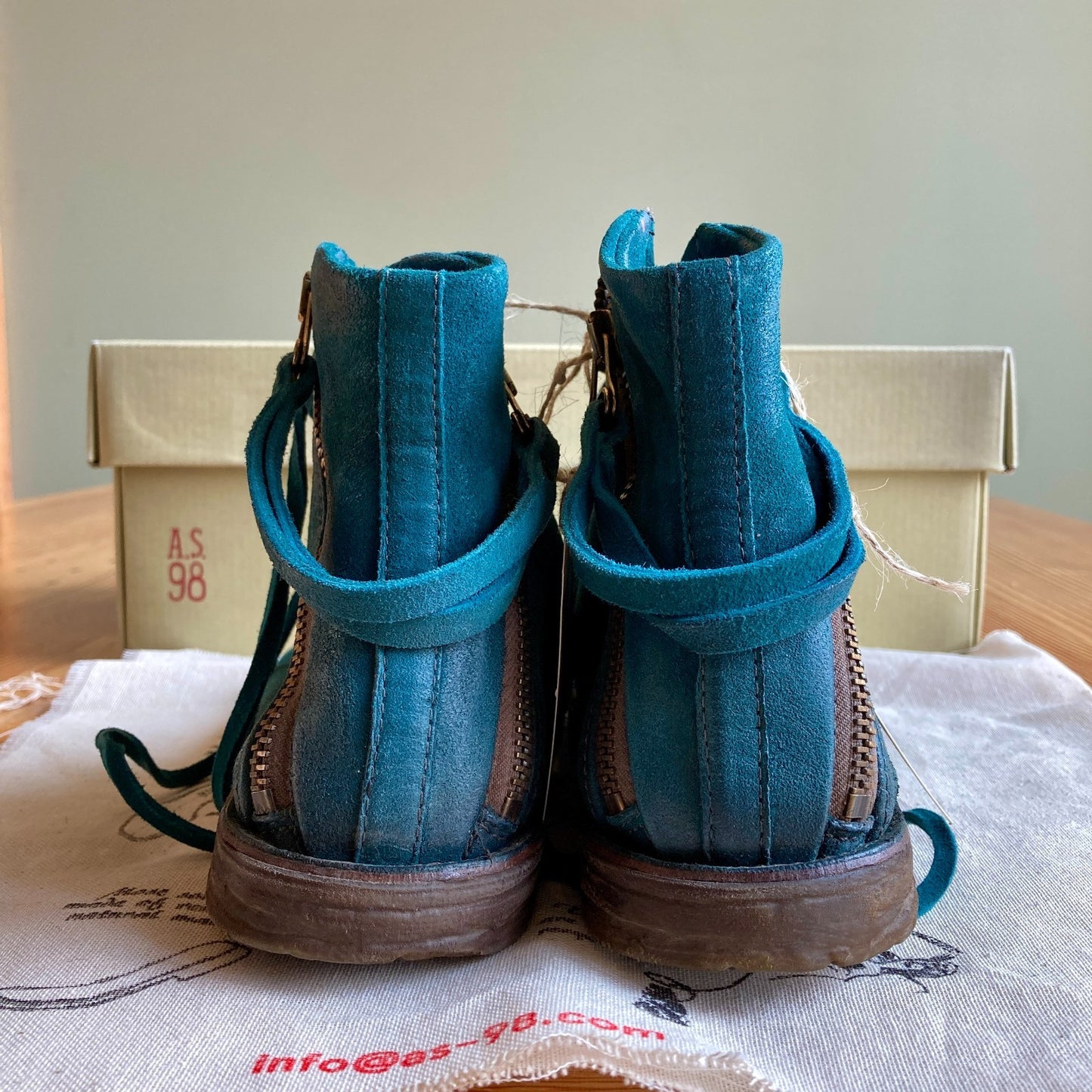 A.S.98 Regal Teal Lace Up Open Toe Sandals Boots NEW w/ Box - Size 39 - 0514CP