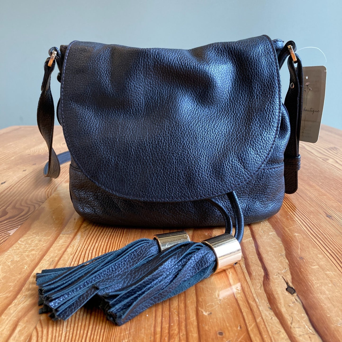 See by Chloe Black Tassel Trimmed Leather Crossbody Bag Purse - 0521AB