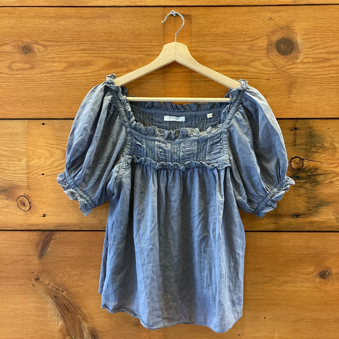 Doen Gray Short Sleeve Soft Organic Cotton Frances Top - Size S - 0502NR