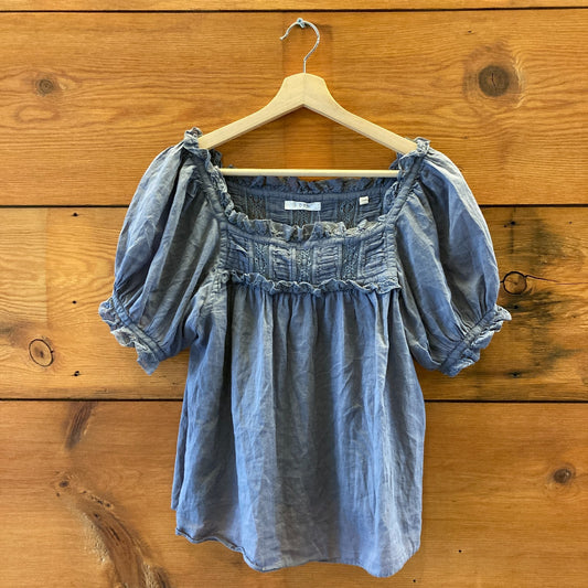 Doen Gray Short Sleeve Soft Organic Cotton Frances Top - Size S - 0502NR