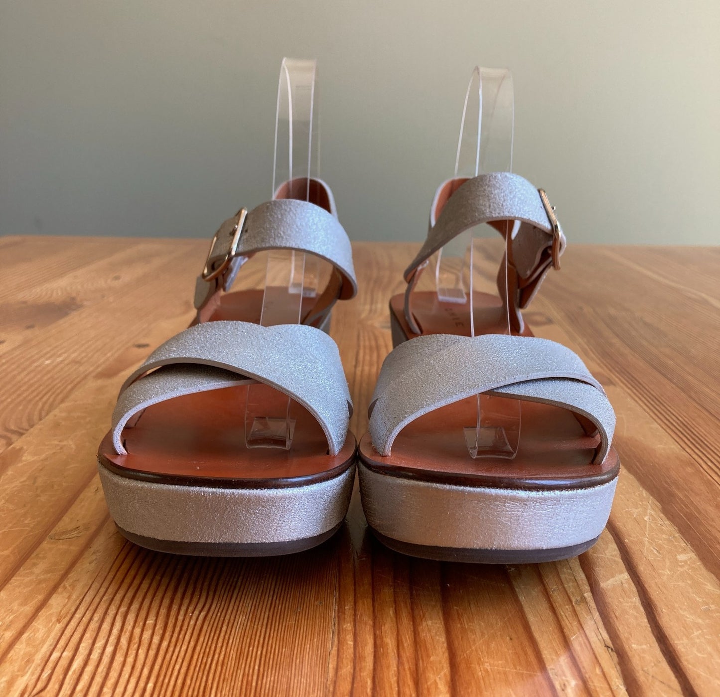 Chie Mihara Silver Leather Block Sole Low Platform Shoes - Size 7 - NEW - 0818SL