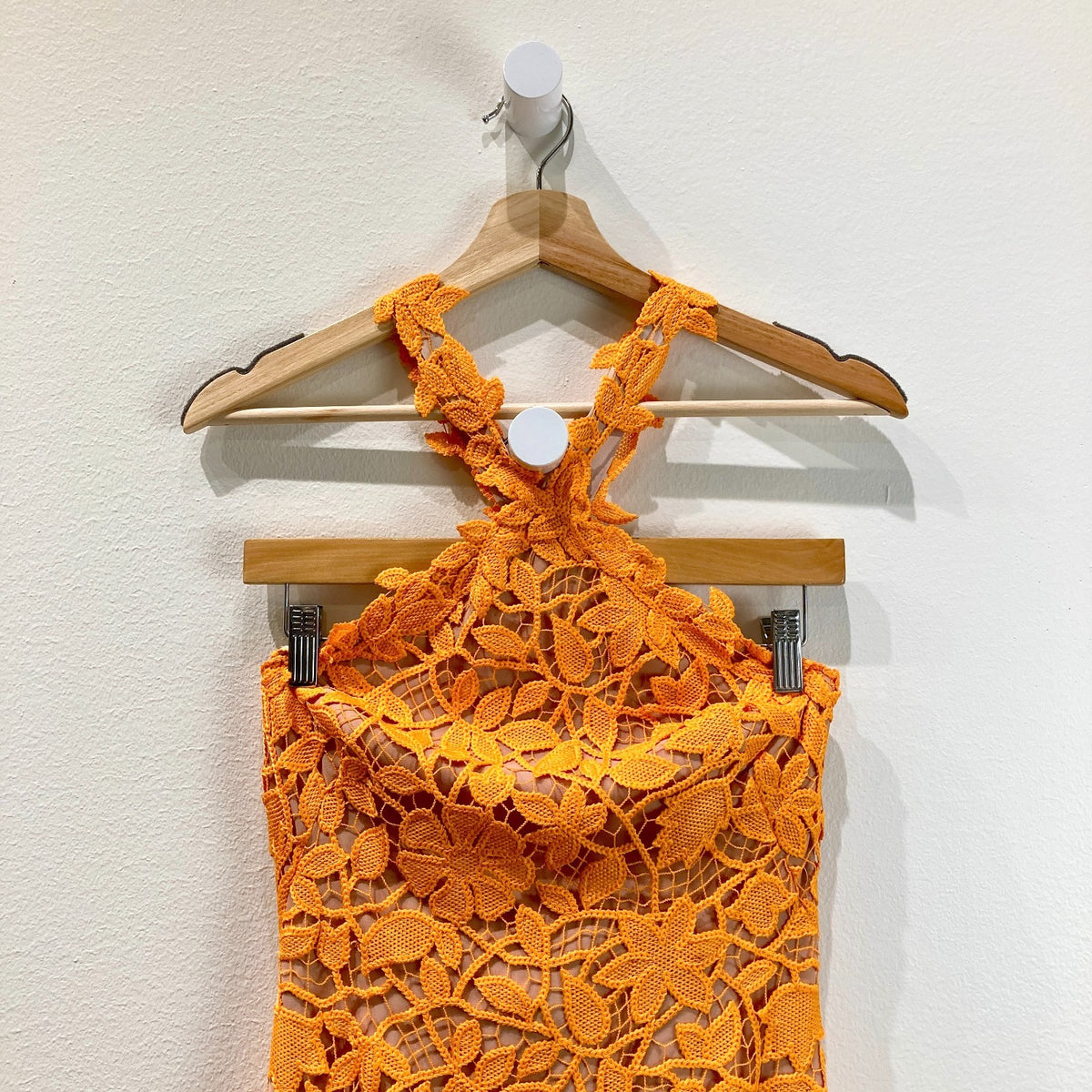 Lela Rose Tangerine Floral Guipure NEW Lace Halter Dress - Size 0 / XS - 0608BM