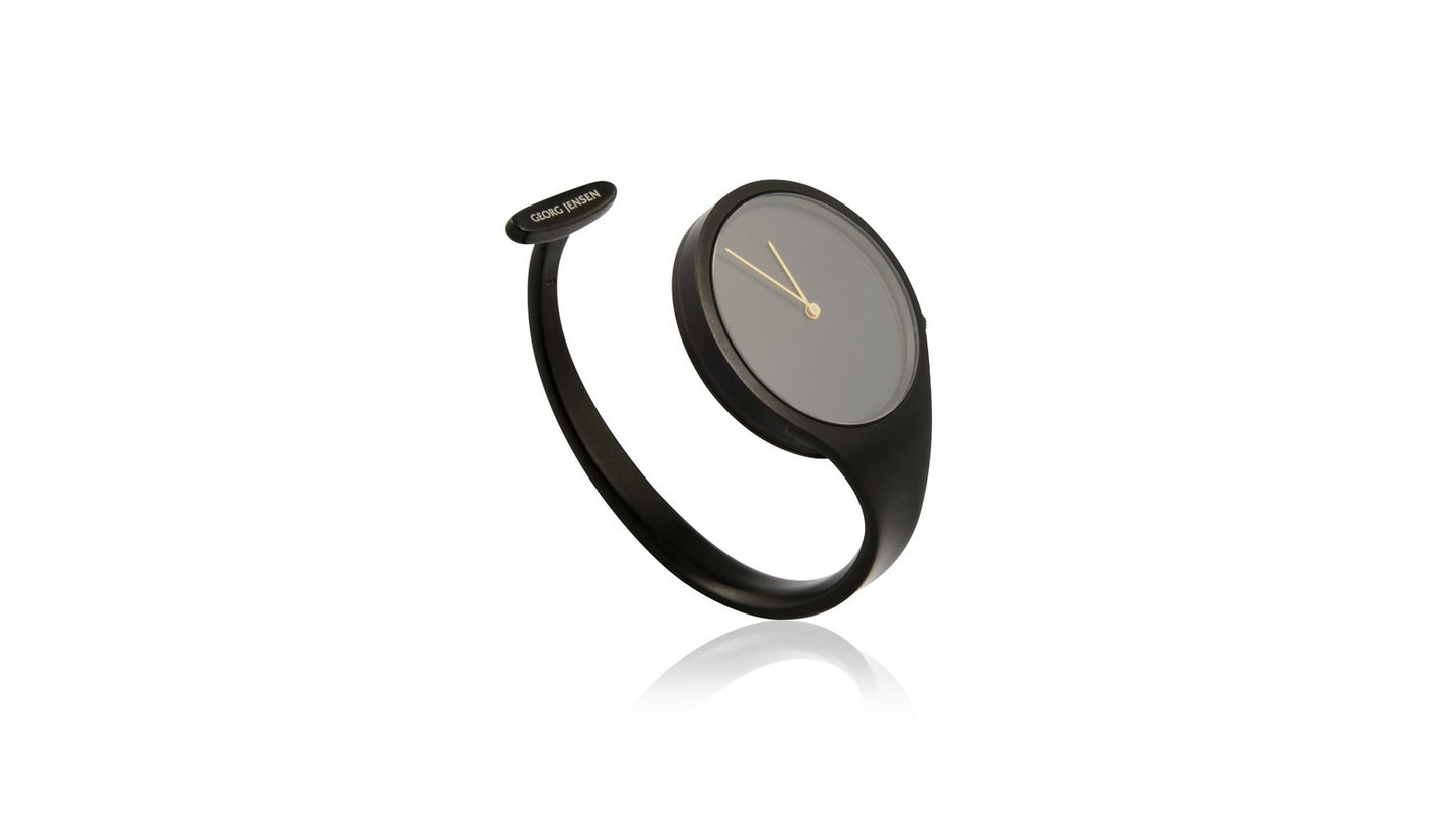 Georg Jensen $1960 Vivianna Black Torun 6 ATM 336 Watch w/ Box - Sz XS - 0209SB