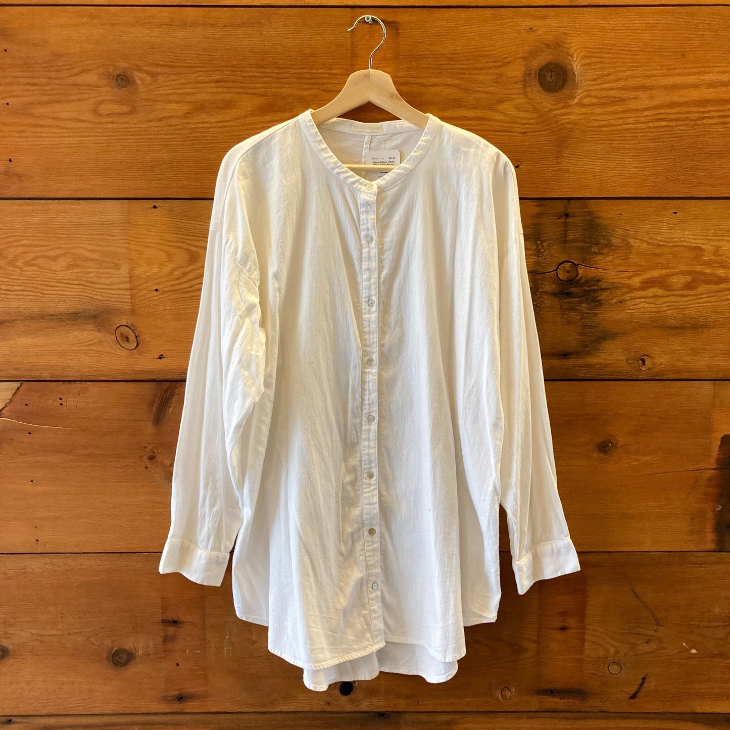 Eileen Fisher White OG Cotton Button Down Long Sleeve Shirt - Size 1X - 1107MB