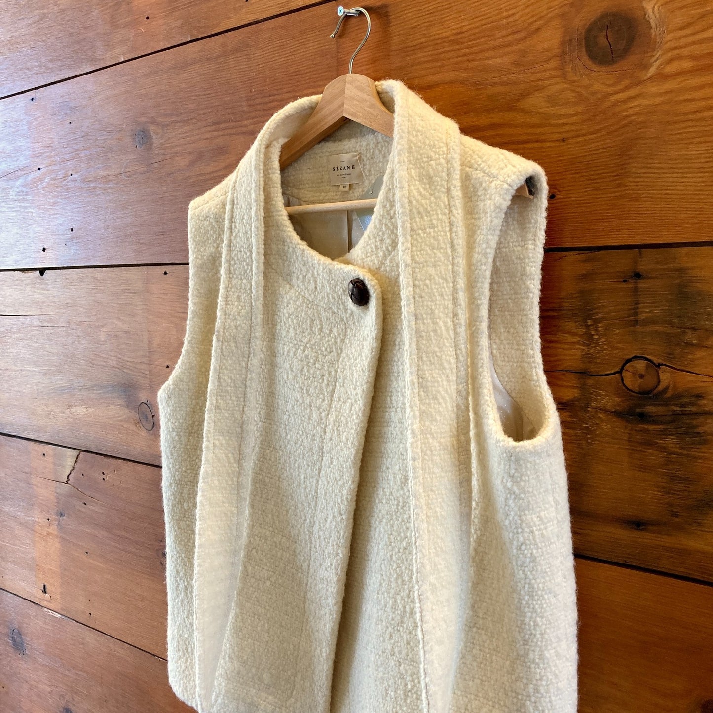 Sezane White Wool Belted Sleeveless Vest Jacket - Size 40 / 8 - 0208KS