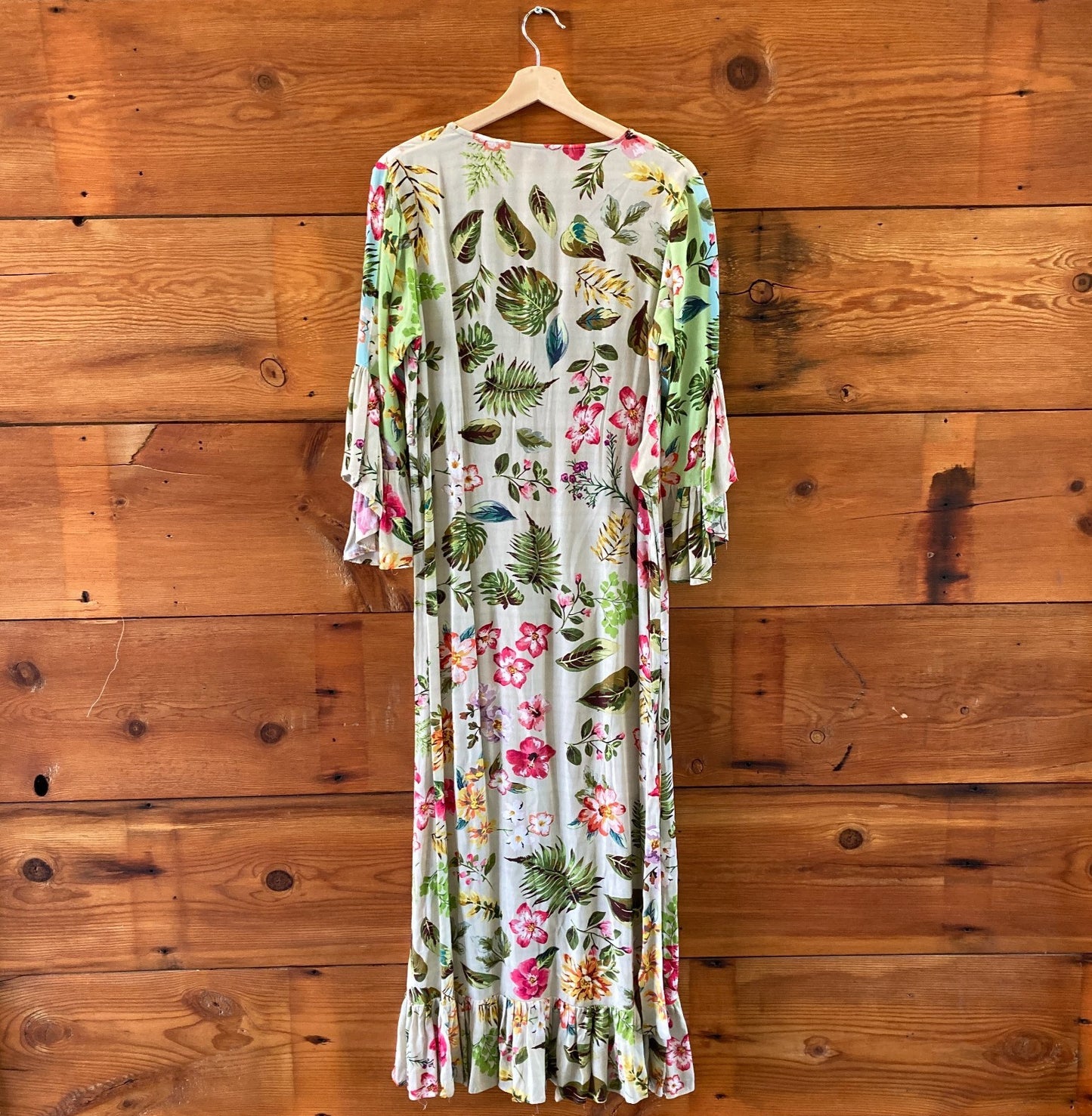 Blank London Anthropologie Floral 3/4 Sleeve Wrap Maxi Ruth Dress - XS - 0715EJ