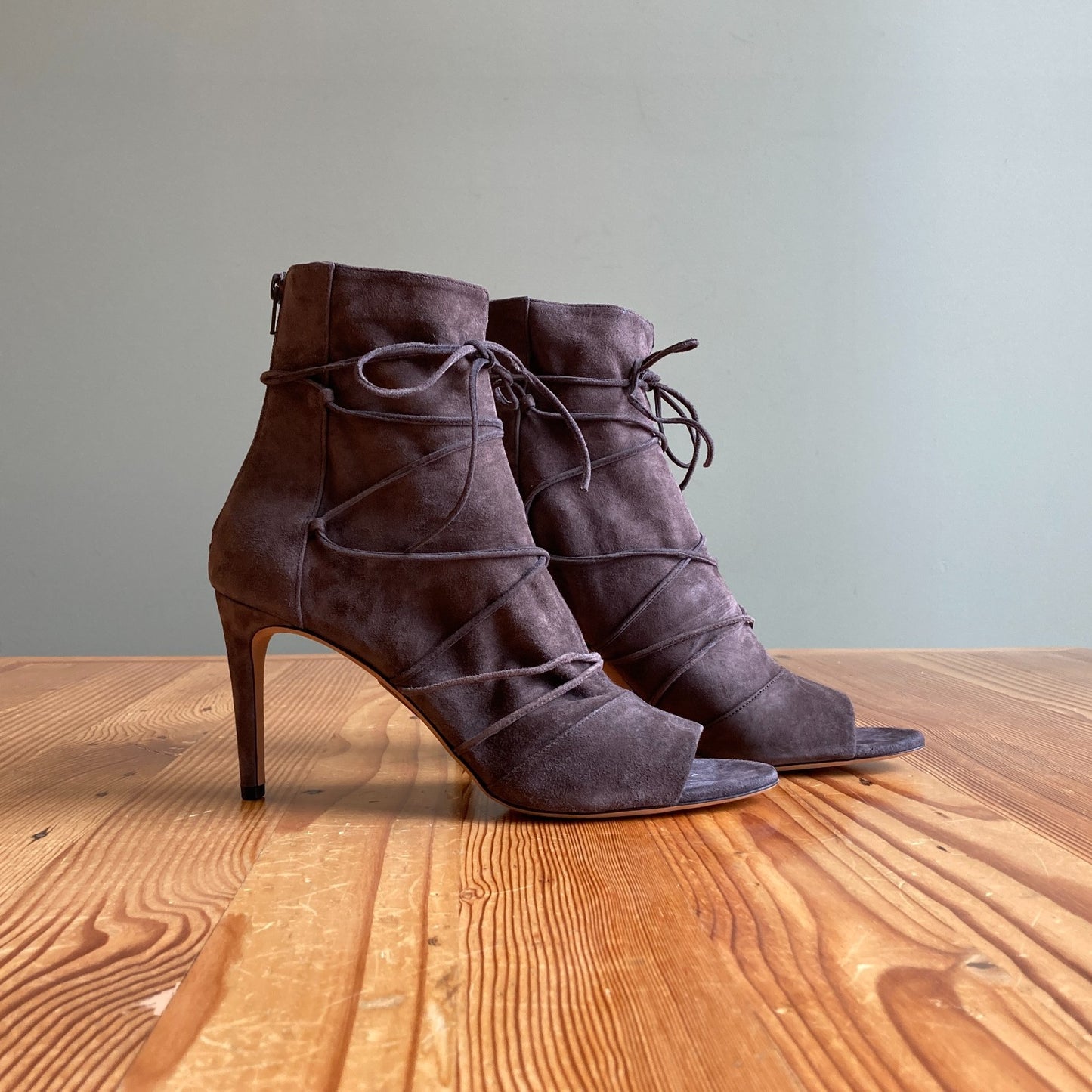 11 - Vince $425 Smoke Gray Open Toe Adisa Lace Heels Shoes NEW w/ Box 0919LF