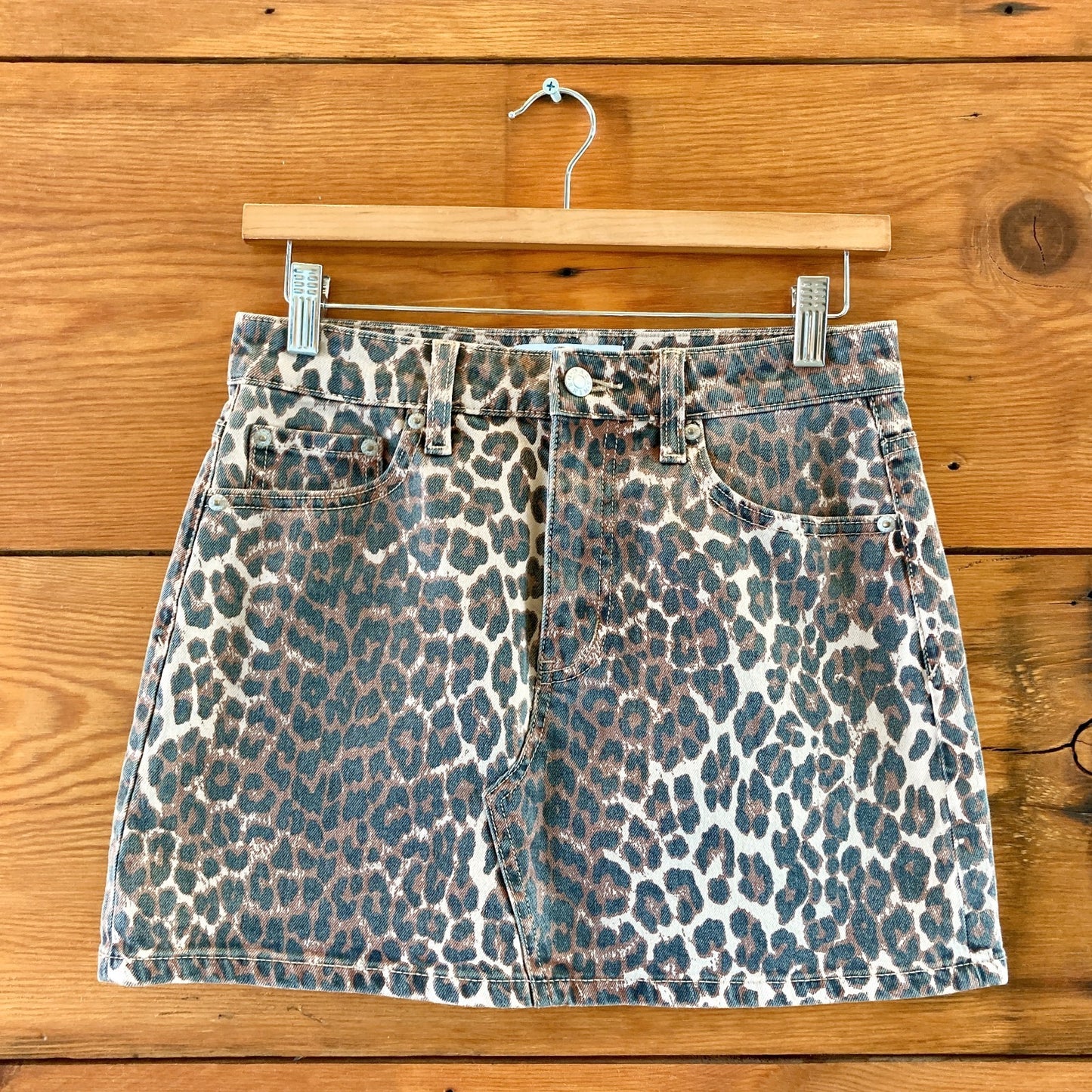 Daze NEW Brown Cool Cat Print Malibu Mid Waist Mini Skirt - Size 25 - 0313SH