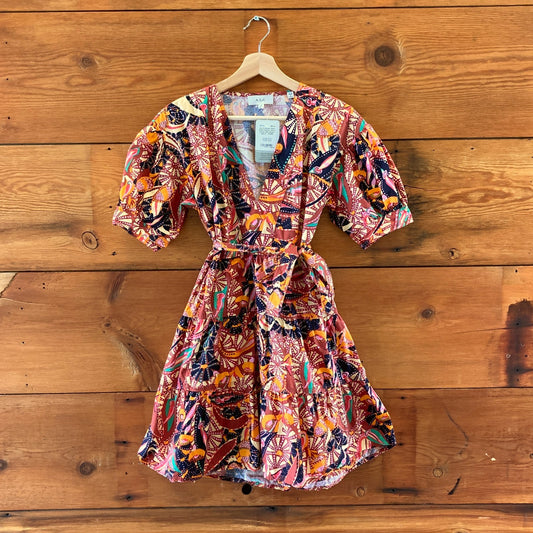 A.L.C. Russet Multi Color Pattern Carey Cotton Mini Dress - Size 6 - 1103ES