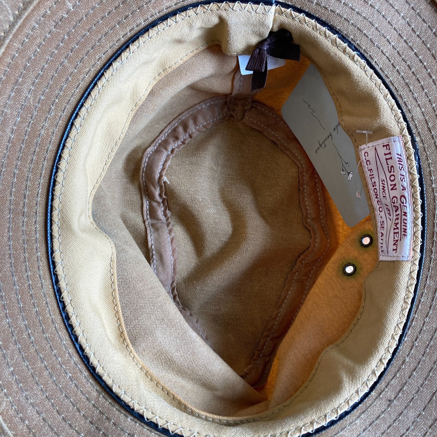 Filson Tan Tin Cloth Packer Rugged Water-Repellent Hat - Size L - 0920PW