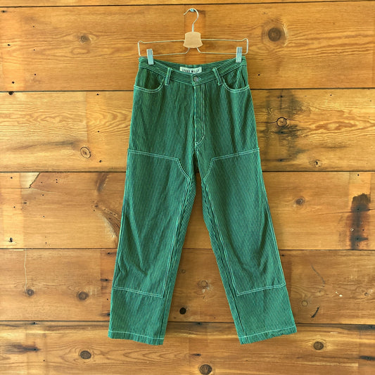 Lykke Wullf Green Navy Railroad Stripe Workwear Womens Jeans - Size 6 - 0312IG