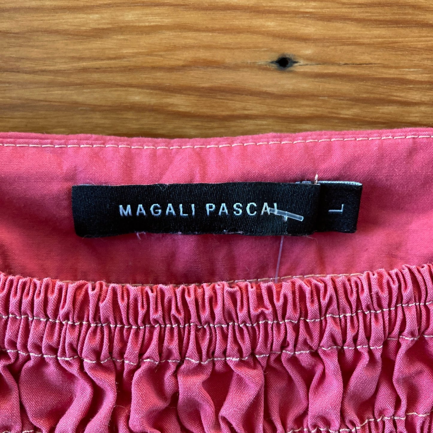 Magali Pascal Pink Puff Sleeve Mini Smocked Babydoll Dress - Size L - 1103ES