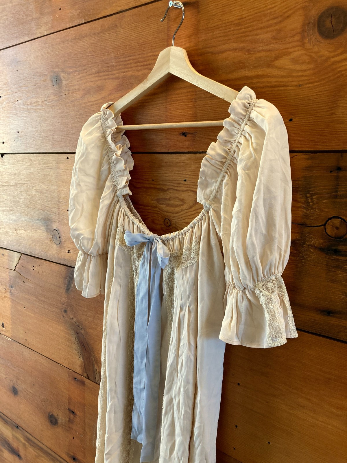Rumored Beige Lace Detail NEW Tie Neck Heirloom Mini Dress - Size  - 0312IG