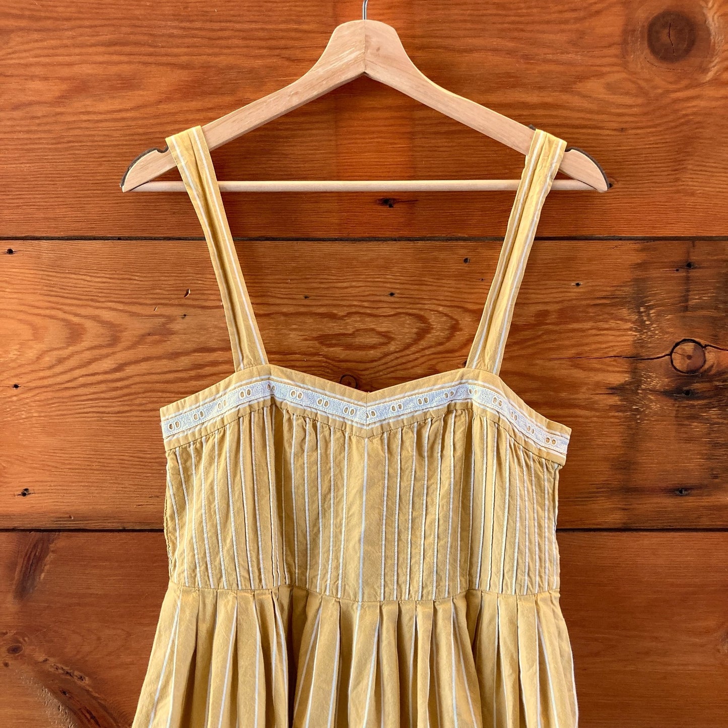 The Great. Yellow Striped Laurel Sweetheart Midi Dress - Size 1 / S - 0607MK