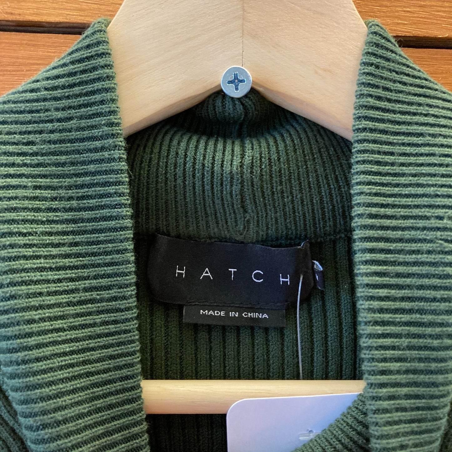 2/M - Hatch Dark Green Maternity Ribbed Knit Mock Neck Midi Length Dress 0620AK