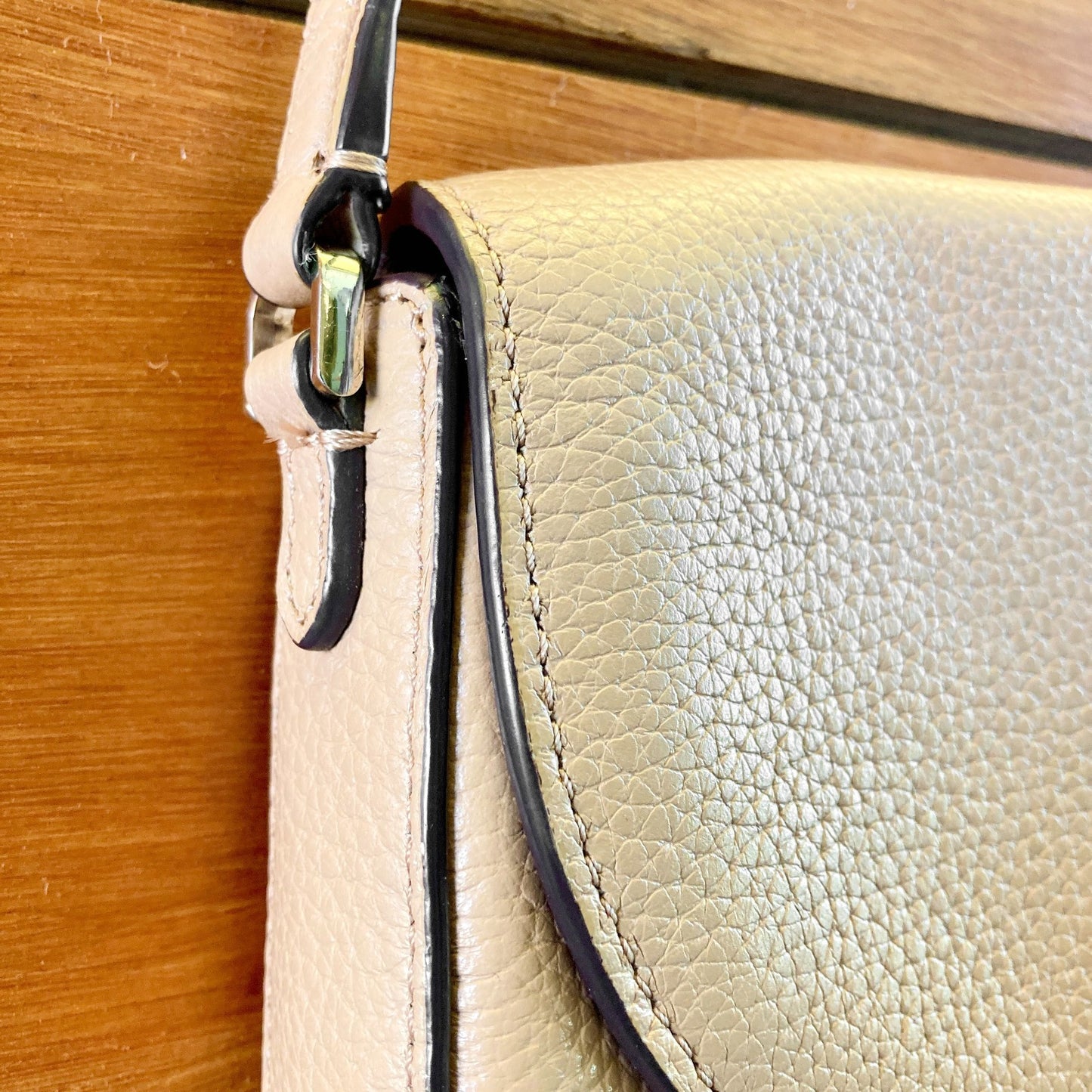 Kate Spade Warn Beige Pebbled Leather Leila Mini Flap Crossbody Bag - 0831HF