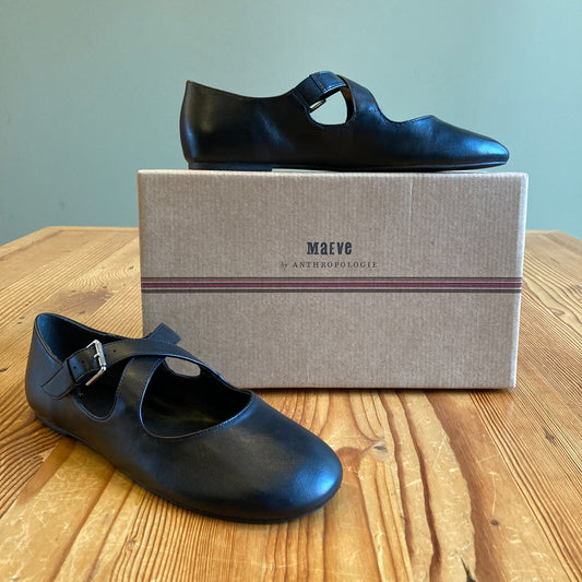 9 - Maeve Anthropologie Black Mary Jane Ballet Flats Shoes NEW w/ Box 0416JW