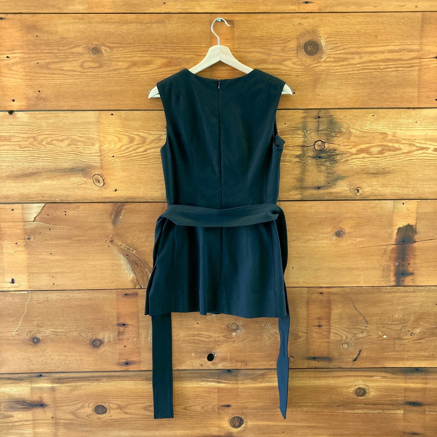 MM Lafleur Black Sleeveless Tie Waist Tunic Side Split Dress - Size 6 - 0204AB