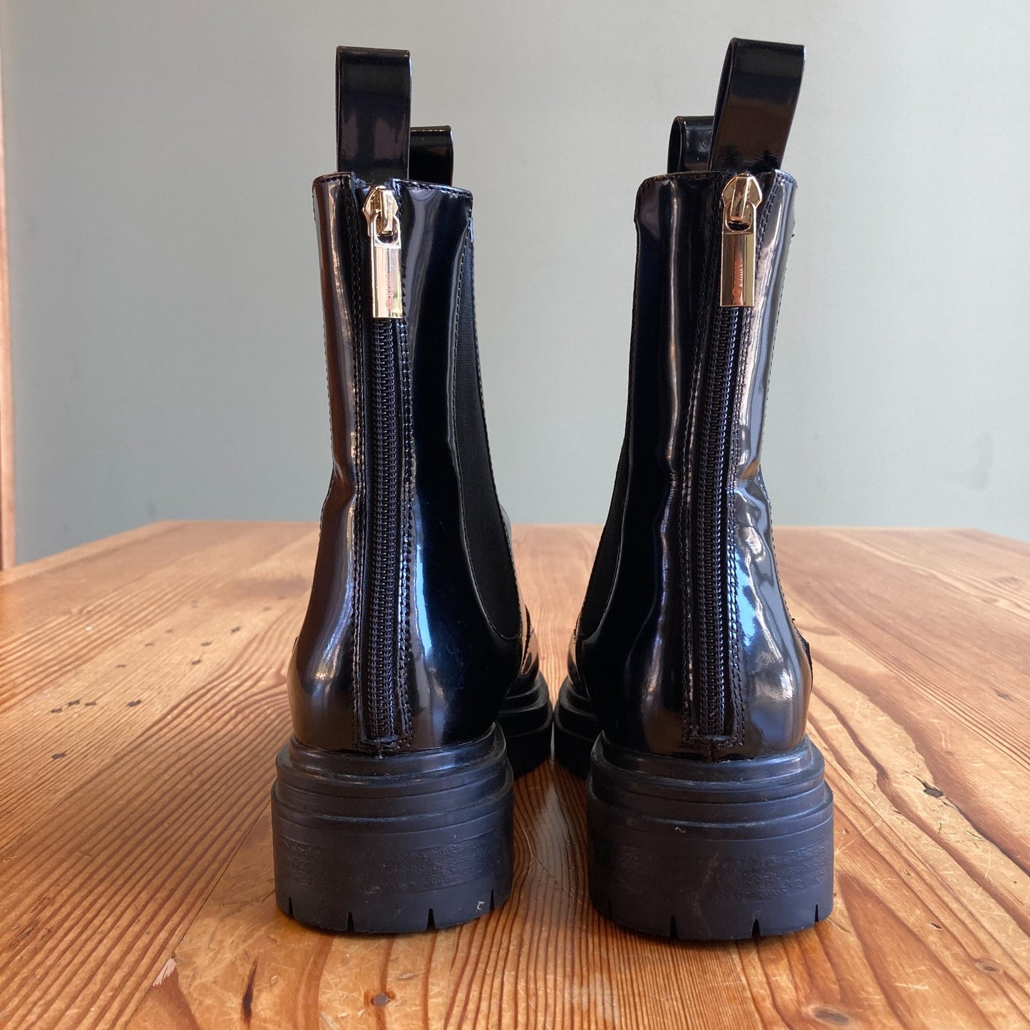 Bared Footwear Black Patent Oxford Chelsea Boots - Size 36 / 6 US - 0102JM