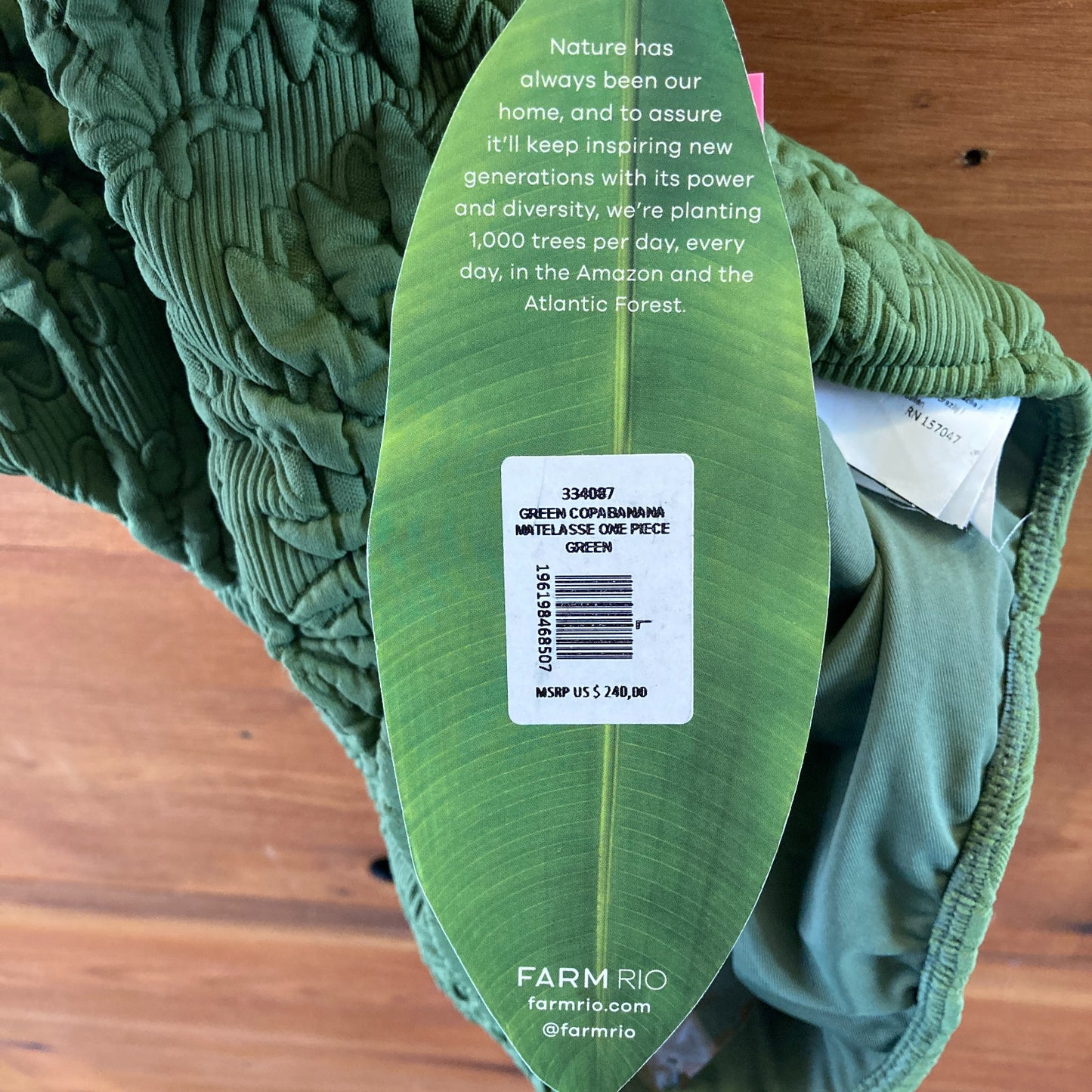 Farm Rio NEW Green Copabanana One Piece Swimsuit - Size L - 0715DP
