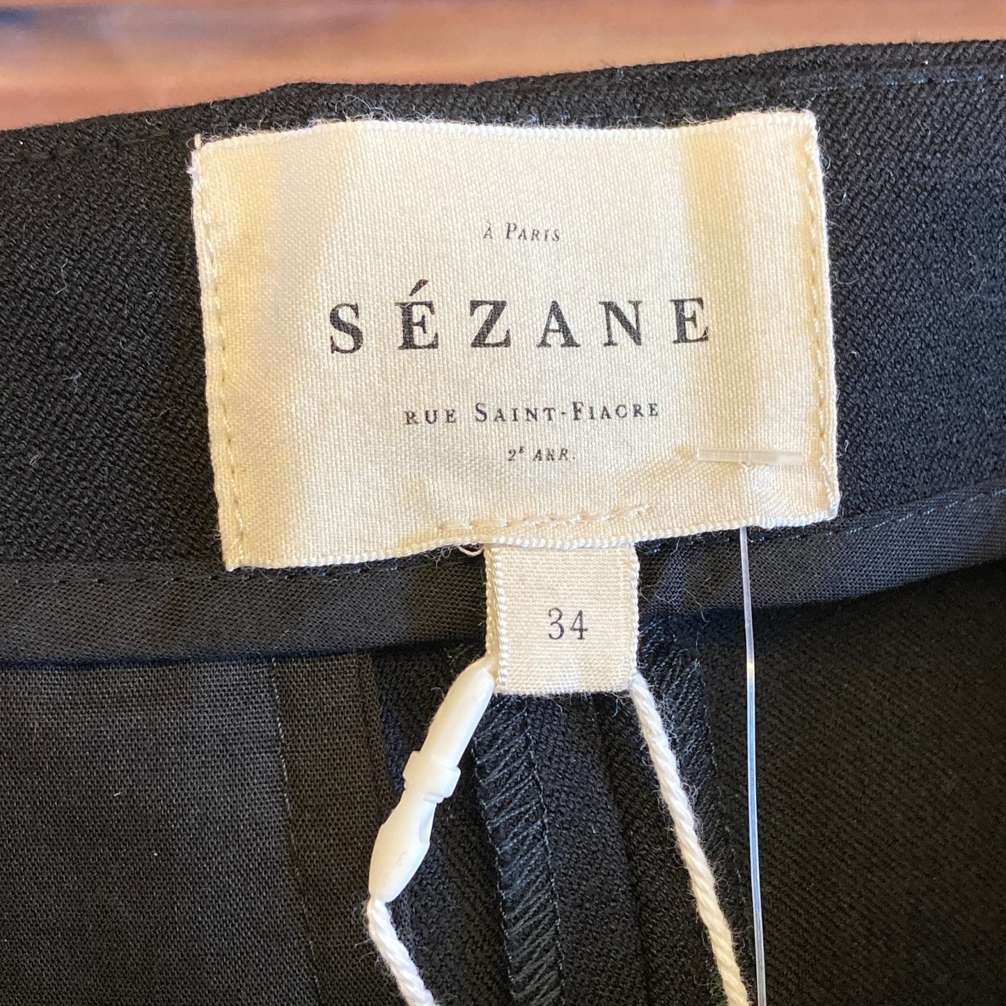 34 / 2 - Sezane Black Flat Front NEW Ciara Organic Cotton Pants 0508DK