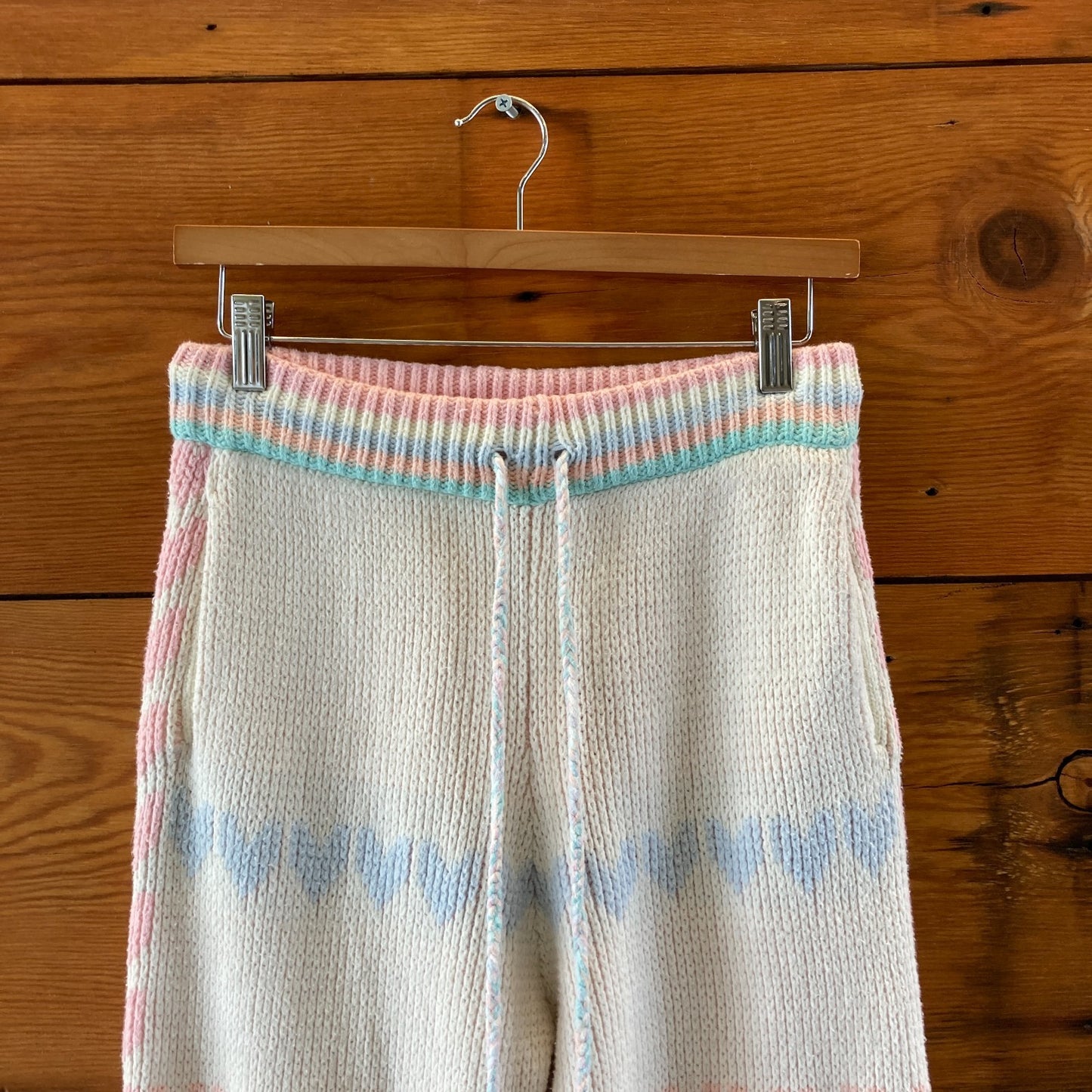 Love Shack Fancy White Chabela Knit Heart Joggers Pants - Size M - 1011SC