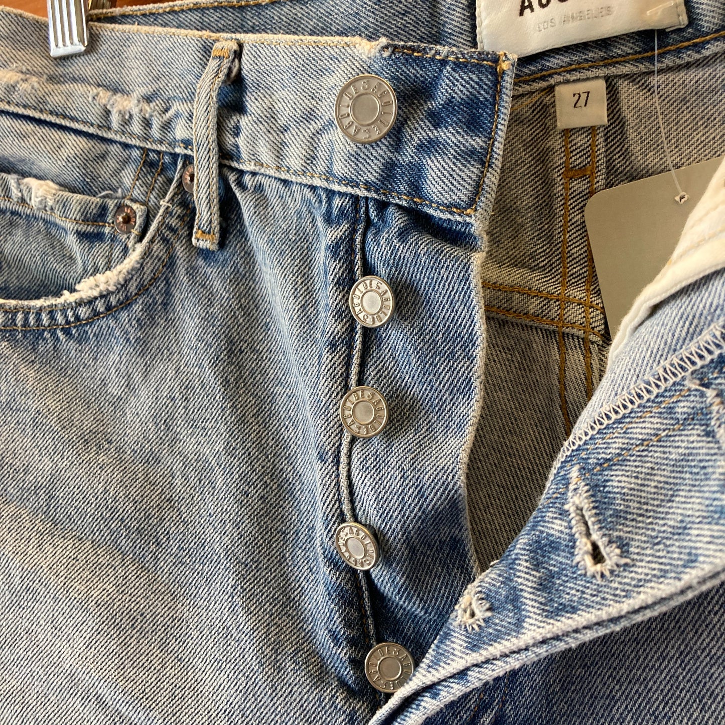 AgoldE Light Wash Parker Long Cut Off Denim Jean Shorts - Size 28 - 0703SC