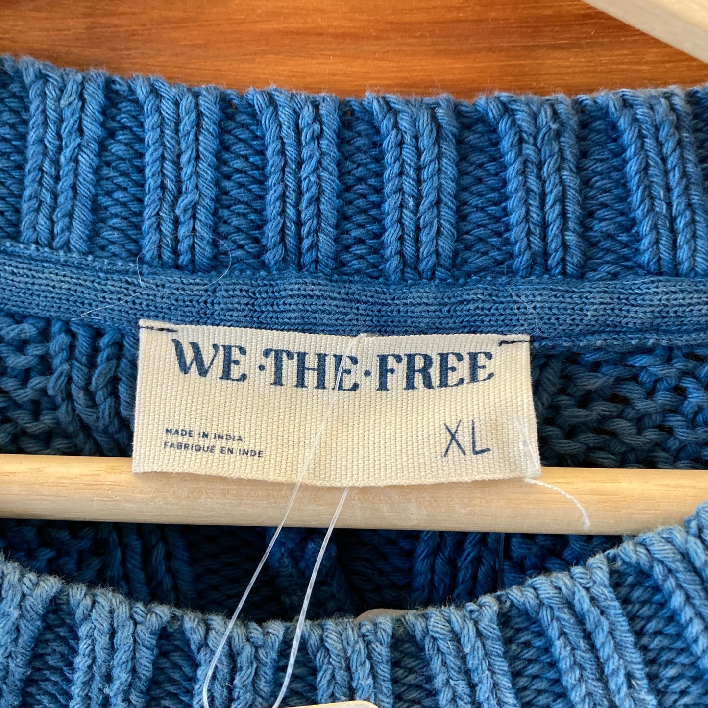 We the Free People $148 Blue Cableknit Cropped Sweater - Size XL - NEW - 1122CT